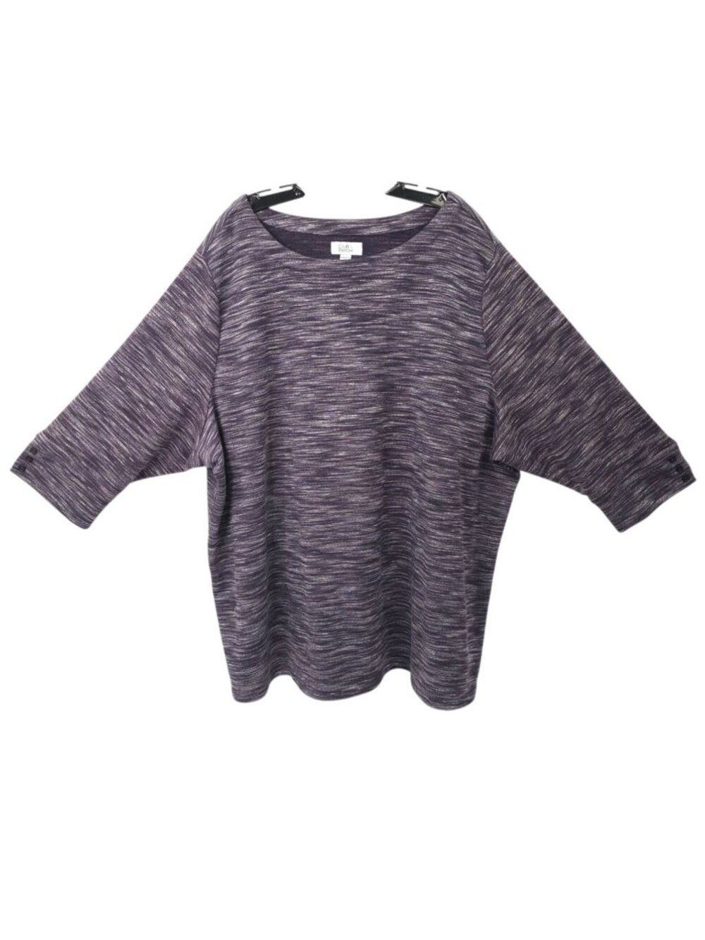 Croft & Barrow Marled Knit Tunic Top 4X Plus Boatneck Batwing Sleeve Space Dye
